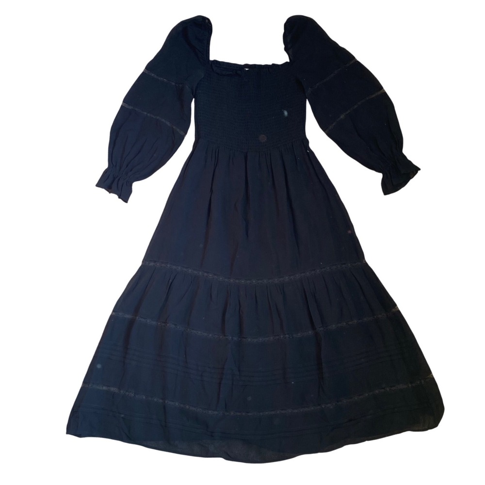 REFORMATION Smocked Square Neck Tiered Midi Dress Size 8 Lace Boho Whimsigoth - Picture 5 of 12